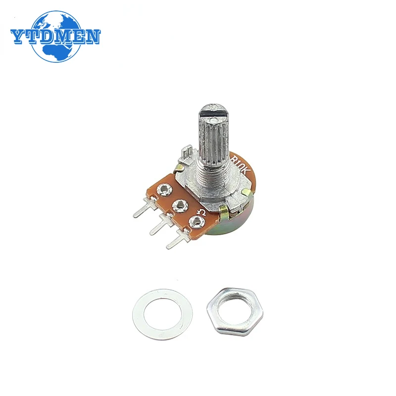 WH148 Potentiometers 20mm Shaft 3Pin Linear Taper Rotary Potentiometer 1K 2K 5K 10K 20K 50K 100K 500K 1M Ohm Variable Resistor adjustable resistor linear potentiometer rotary potentiometer trimmer potentiometer