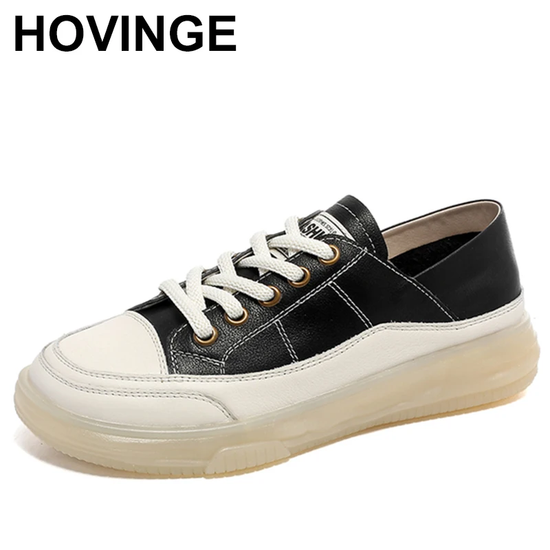 

2023 Comfort Soft Cowhide Leather Women Shoes Spring Summer Female Sneakers Ladies Shoes Casual Lace-up Women Vulcanized Shoes