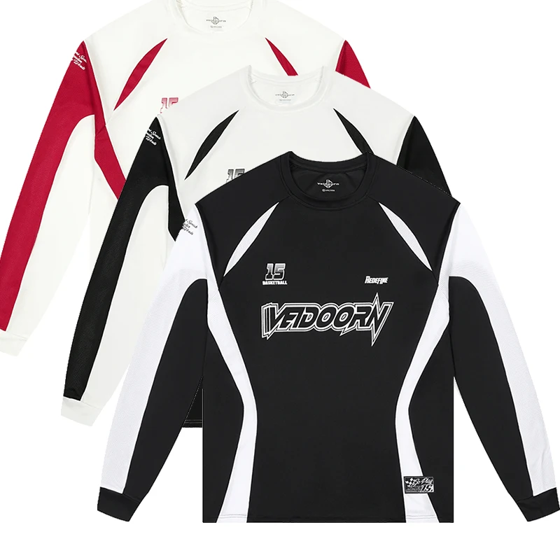Breathable Long Sleeve Sport T Shirt for Men Oversize Lightweight Quick Dry Athletic Basketball Jersey Outdoor Gym Clothes