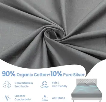 Queen Size Grounding Sheet - 90% Organic Cotton & 10% Silver for Earthing, 400 Thread Count Deep Pocket 2