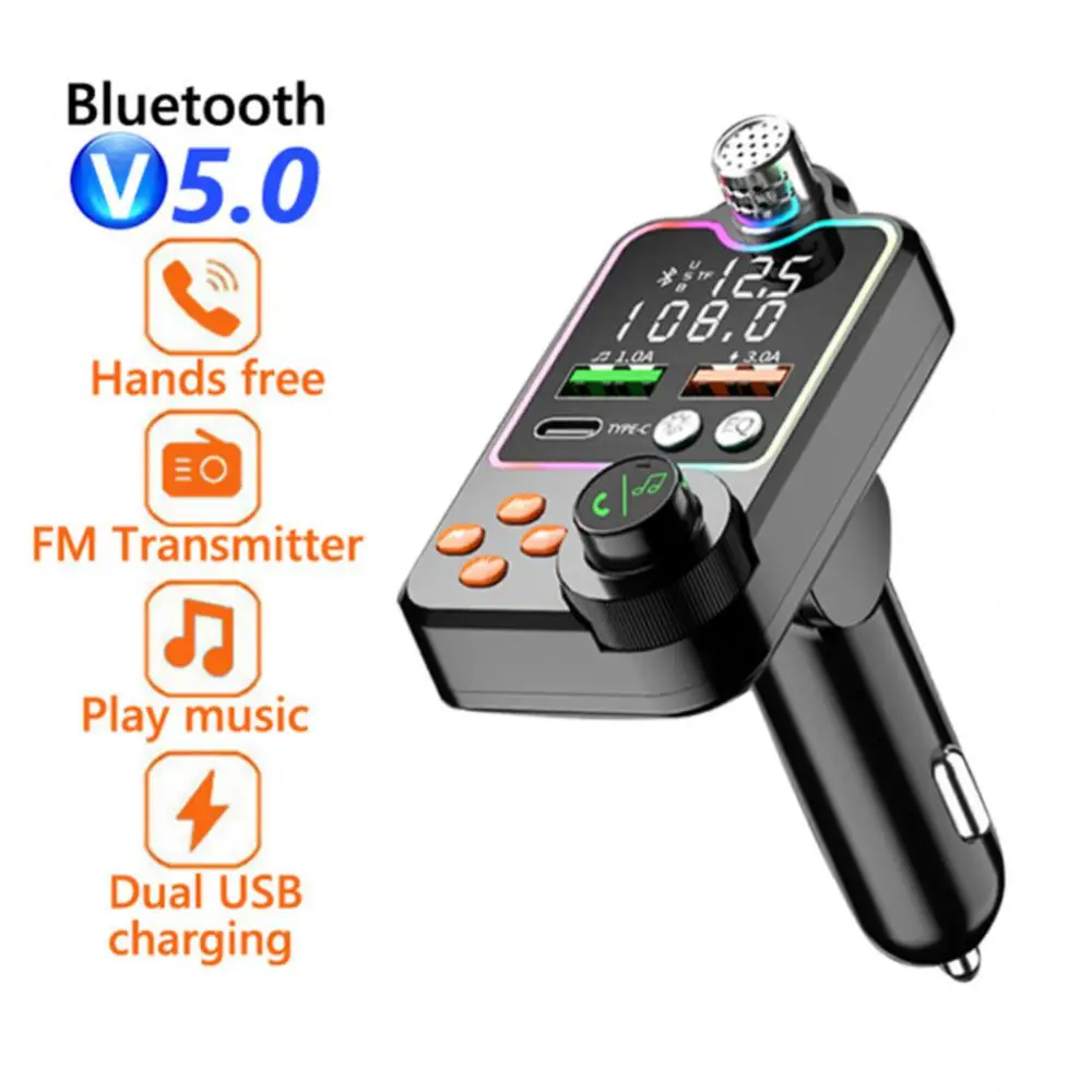 Grand écran émetteur FM Bluetooth voiture lecteur MP3 émetteur USB