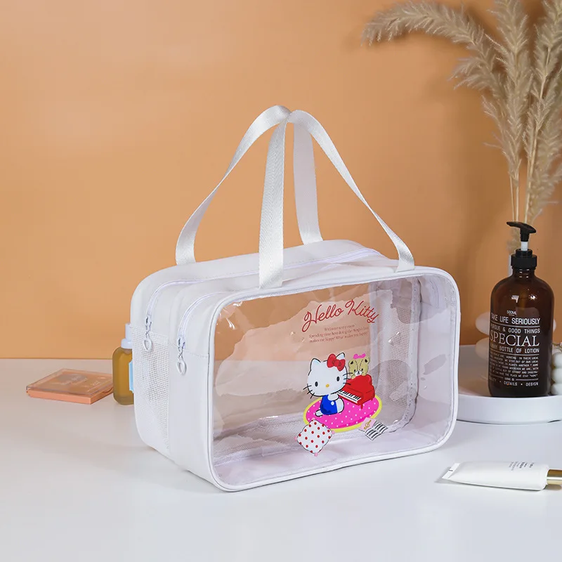 

Sanrio Hello Kitty Kuromi Anime Kawaii Dry Wet Separation Makeup Bag Cute Cinnamoroll Travel Pvc Waterproof Toiletry Case Toys