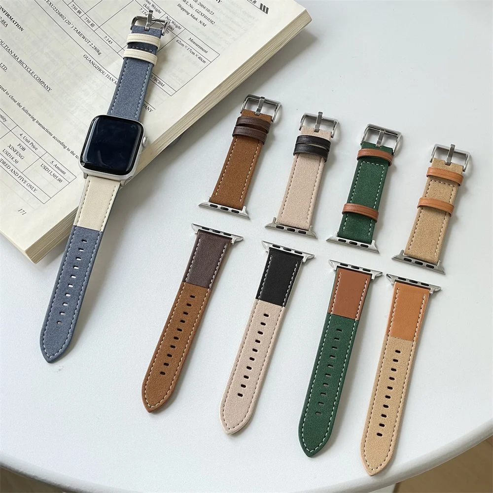 

Genuine Leather Watch Strap for Apple Iwatch Series-9 S6 S7 S8 Ultra 38mm 40mm 41mm 42mm 45mm 44mm 49mm Fashion Leisure Style
