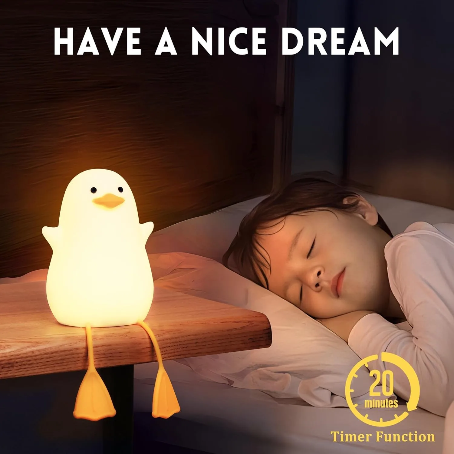 Creative and Fun Duck Silicone Pat Small Night Light Desktop Decoration Atmosphere Light USB Charging Children's Bedroom Light 2