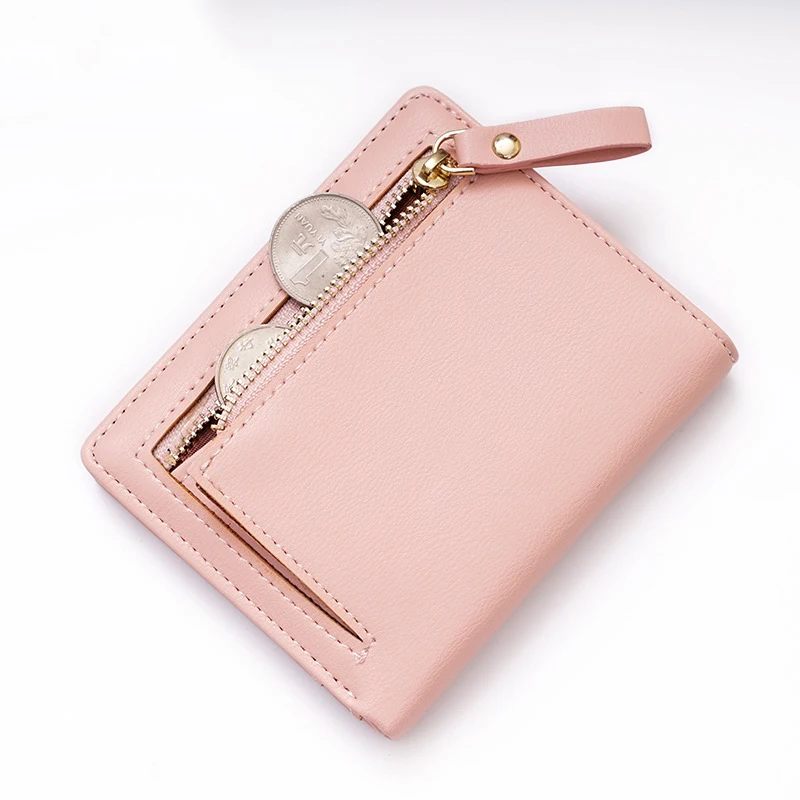 Women's Small Bifold Leather Wallet Ladies Mini Zipper Coin Purse id Card  Pocket,Slim Compact Thin(light green) | Fruugo NO
