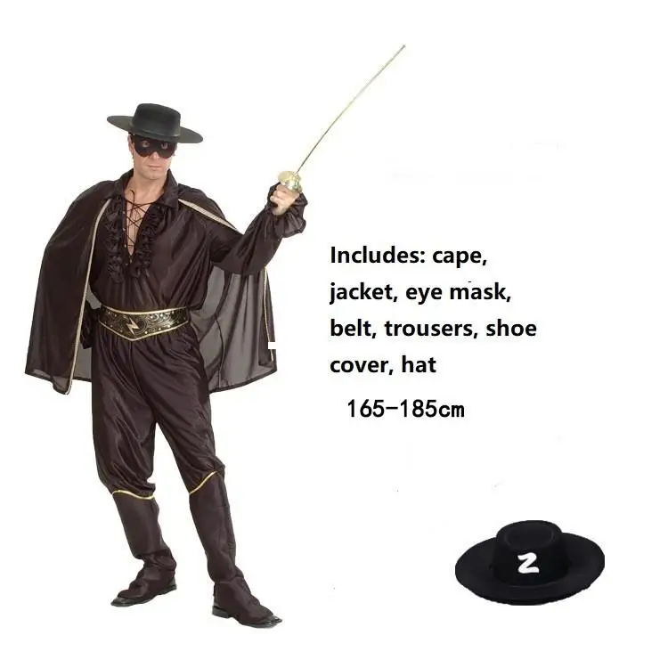 dwaas blootstelling selecteer Mannen En Vrouwen Zorro Cosplay Kostuum Black Hero Zwaardvechter Kleding  Cape Jas Oogmasker Riem Broek Hoed Kids Party Dress up _ - AliExpress Mobile