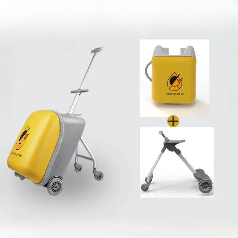 Children's Sit-down Trolley Suitcase Cycling Trolley Case for Unisex Carry-on Children's Luggage Multifunctional Suitcase rolling luggage trolley folding luggage trolley