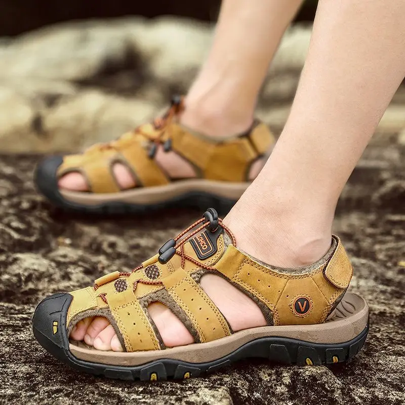 Flat Male Shoe Breathable Daily Use Beach Men's Sandal Casual Luxury Adult Trend Summer 39 Designer