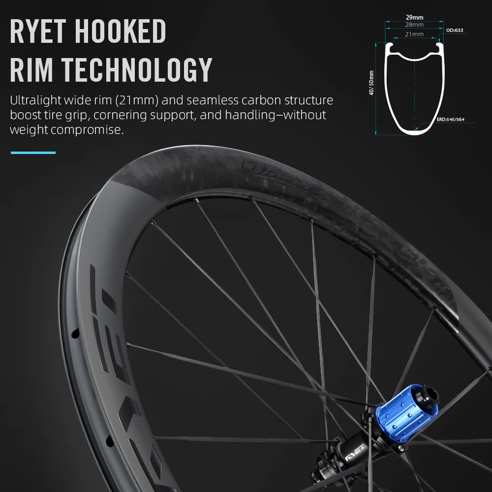 RYET カーボンロードホイールセット超軽量 1200 グラムエアロバイク