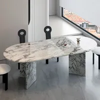 Table à manger ovale en marbre Bulgari sur mesure, toutes tailles, revêtement en résine épaisse, résistant aux rayures et aux taches, mobilier de maison robuste et durable 2