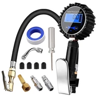 Digital Tire Pressure Inflator Gauge Aluminum Alloy Tire Pressure Gauge Air Line Clip-on Tyre Pump for Motorcycle Bicycle Auto