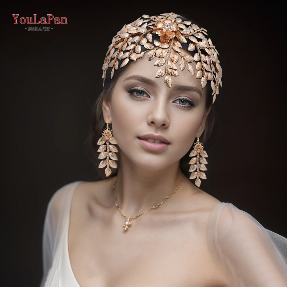 

TOPQUEEN Alloy Leaves Woman Tiara Handmade Bridal Headpiece Pageant Headdress Wedding Hair Accessories Bride Headband HP510