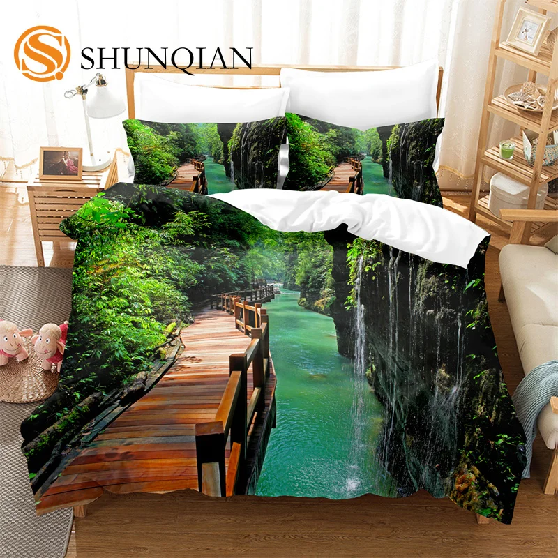 

Natural Scenery Duvet Cover Set Forest Bedding Set Quilt Cover Queen Bed Set Luxury Comforter Set Bed Cover Set Girl Bedding Set