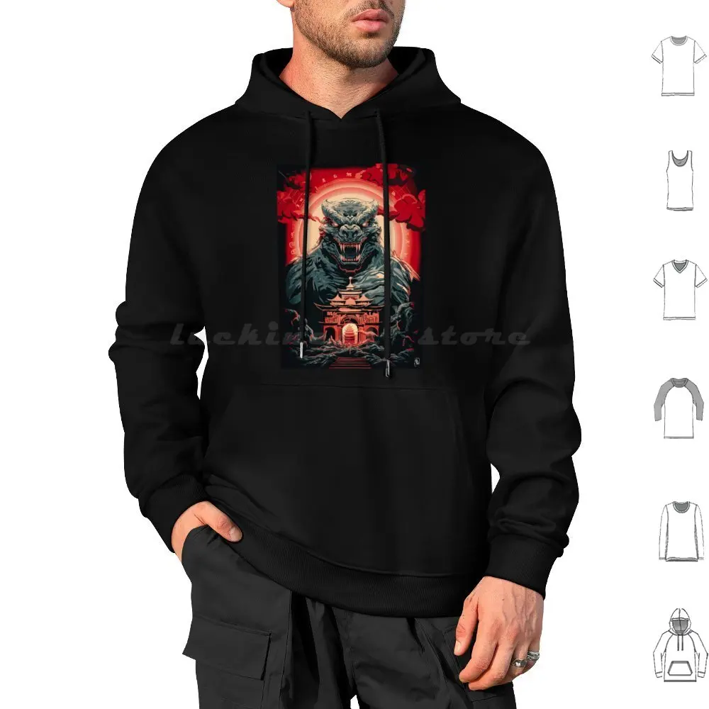 

Hoodies Long Sleeve Monster Asia Temple Vintage