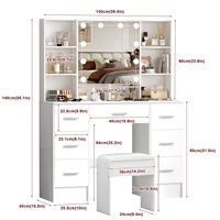 Минималистичный туалетный столик из натурального дерева с подсветкой и зеркалом — 3 режима освещения, выдвижные ящики и полки. — изображение 6