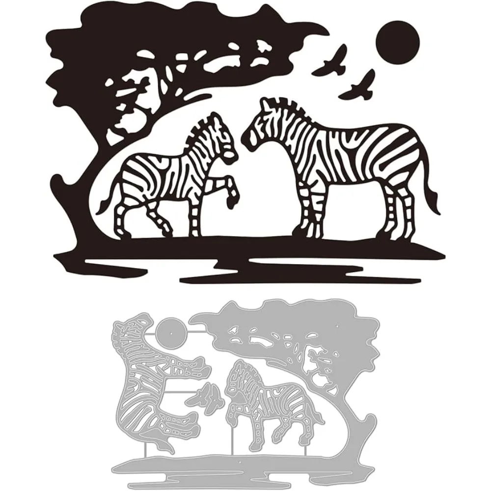 

1Set Forest Zebra Cutting Dies Metal Grassland Animals Sun Die Cuts Embossing Stencils Template for Paper Card Making Decoration