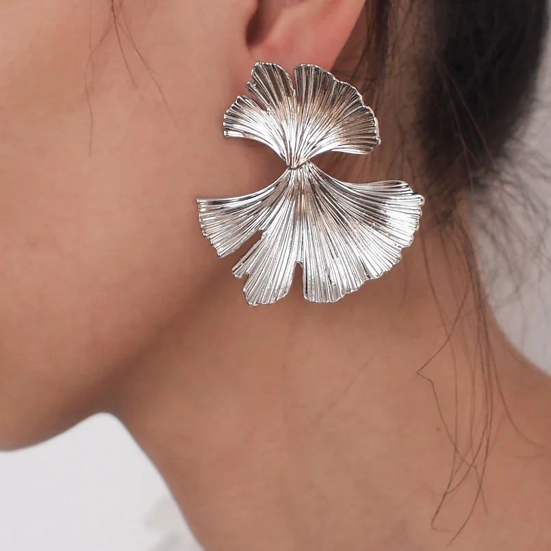Bohemian Jewelry FAUTHENTICUTE Rose Gold Flower Statement Earrings - Large Bohemian Leaf Dangle Earrings For Women (Copper, No Gemstone) Flower Earrings Women