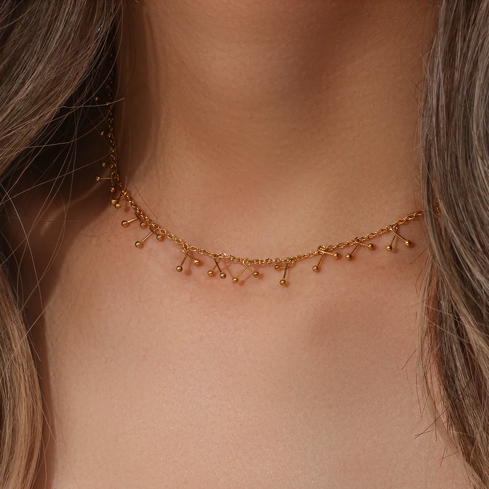 Dainty Disc Charm Choker Necklace in Silver & Gold | Alexandra Marks Jewelry