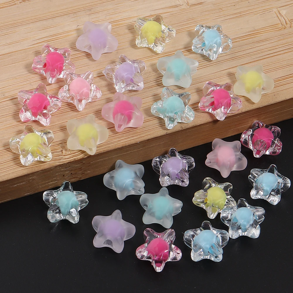 50/100pcs 별 모양 아크릴 비즈 혼합 색상 느슨한 비즈 바느질 의류 장식 만들기 DIY 전화 키 체인 액세서리