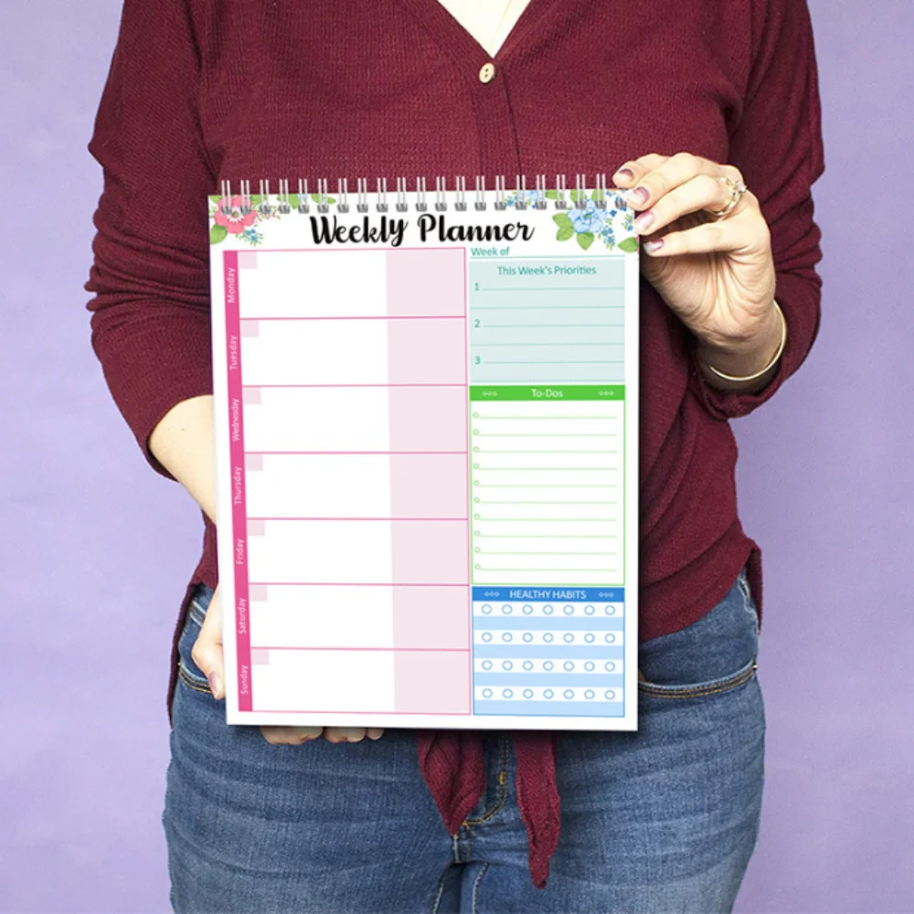 Wide To Do Planner 주간 계획 메모장 일정, 문구 플래너 목록 패드, 최신 A5 노트북 플래너