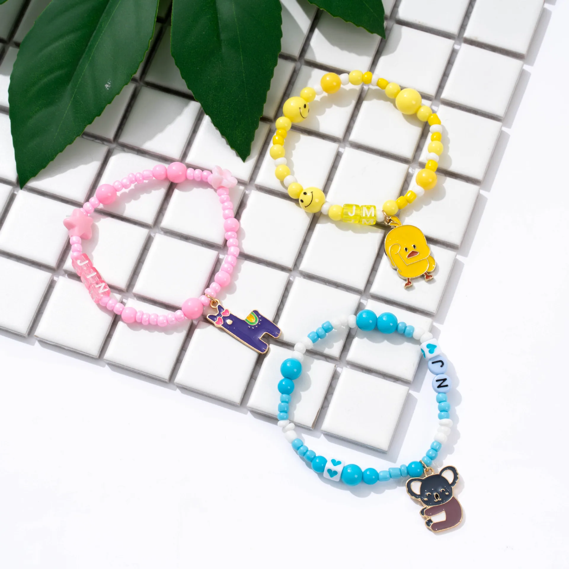 Cute Cartoon Animals Letter Bracelet Kpop Elastic Hand Rope JIMIN