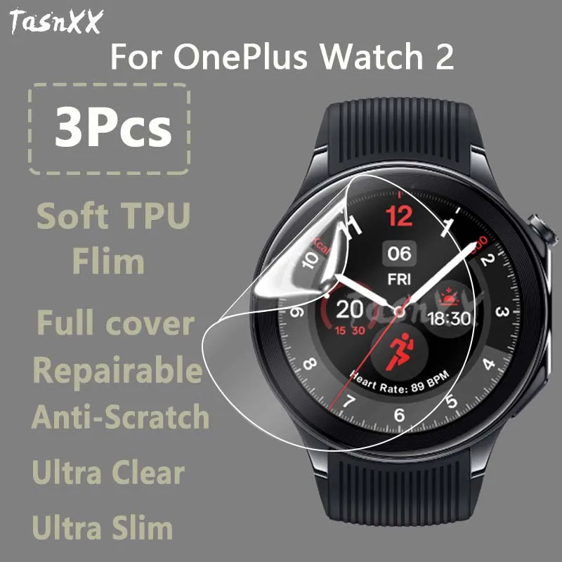 3 Pz Per Oneplus Watch 2 Smartwatch Ultra Clear Slim Soft Hydrogel Pellicola Riparabile Pellicola Proteggi Schermo Pelle-Non Vetro Temperato