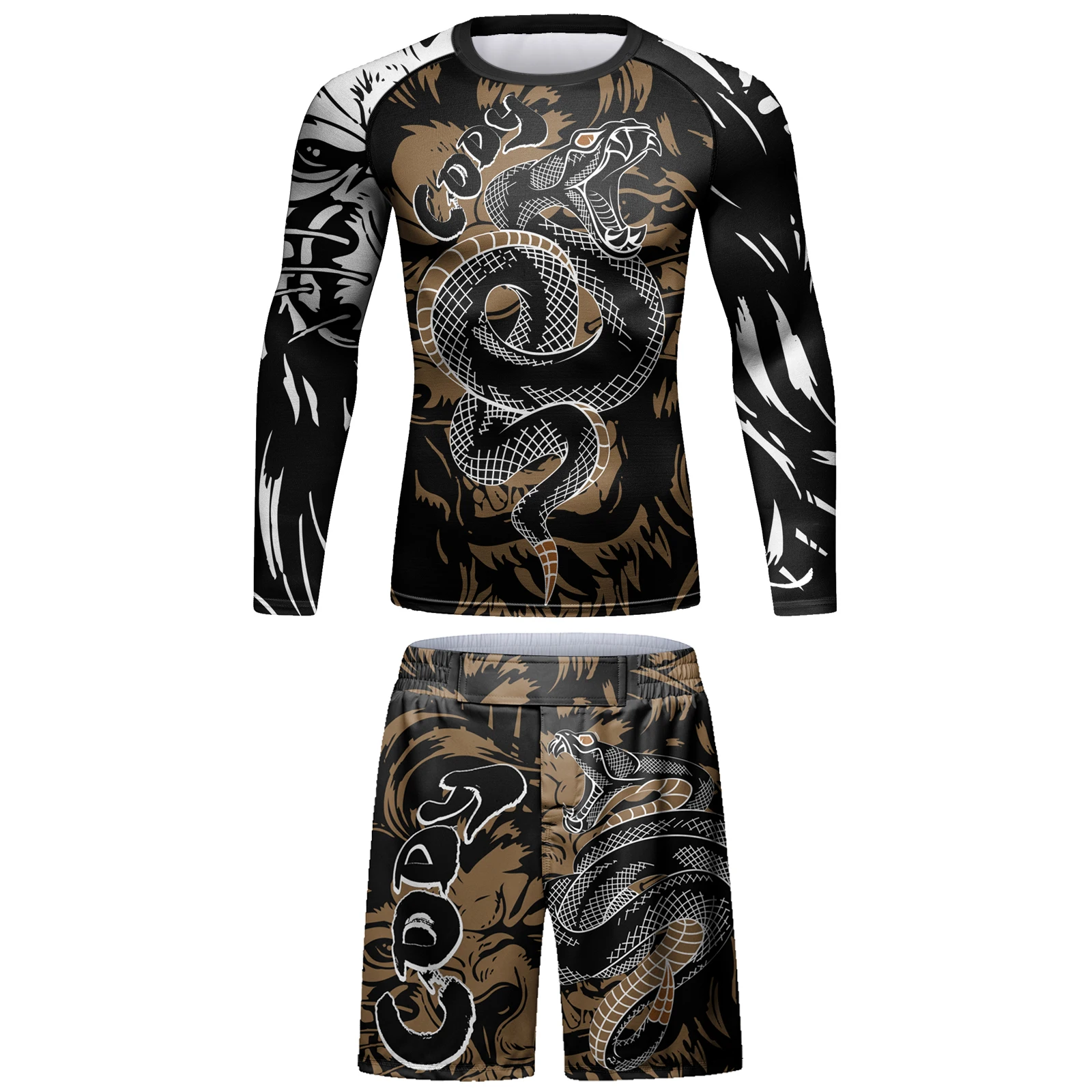 Cody Lundin Rashguard Tracksuits For Men’S Mma Kickboxing Club Fitness Workout Gym Muscle-Building Tight Fighting Sportswear Kit 3