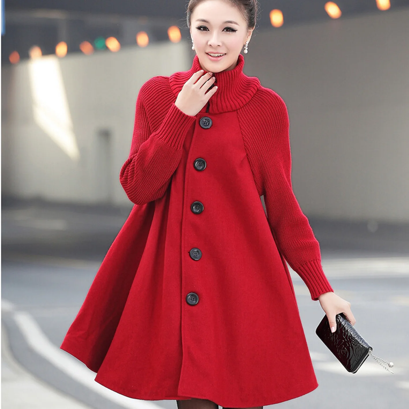 Korean Version Of Large Size Women Winter Coat  Long Loose Woolen Coat Cloak Wool Trench Coat_voghion.com