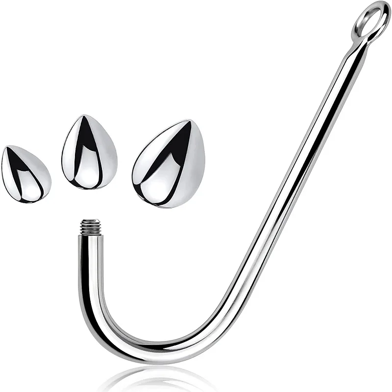 2023 Small medium large 3 balls set metal anal hook beads head butt plug dilator prostate massager insert bdsm sex toy for male