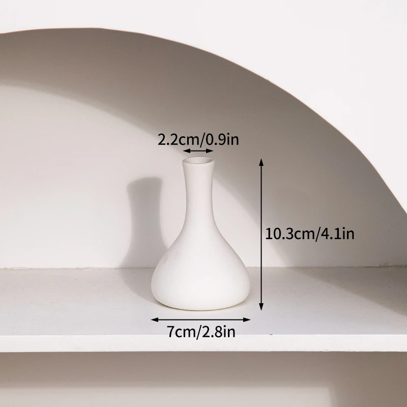 White Ceramic Nordic Vases - Decorative Home Ornaments for Living Room and Desktop Decor
