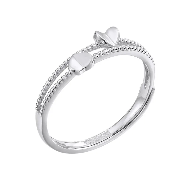 

Pure Platinum 950 Ring For Women Imitation Diamond Double Loving Heart Rings Real Pt950 Engagement Female Rings US 5-8 Resizable