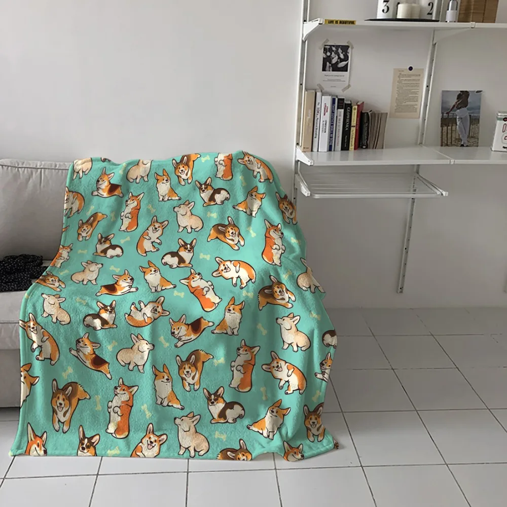  Corgi Dog Print Throw Blanket Cartoon Puppy Fleece Blanket  Heart Pattern Bed Blanket for Couch or Bed Cute Pet Cats Blanket Soft Warm  Lightweight for Kids Adults Women Gift(40x50 Inches) 