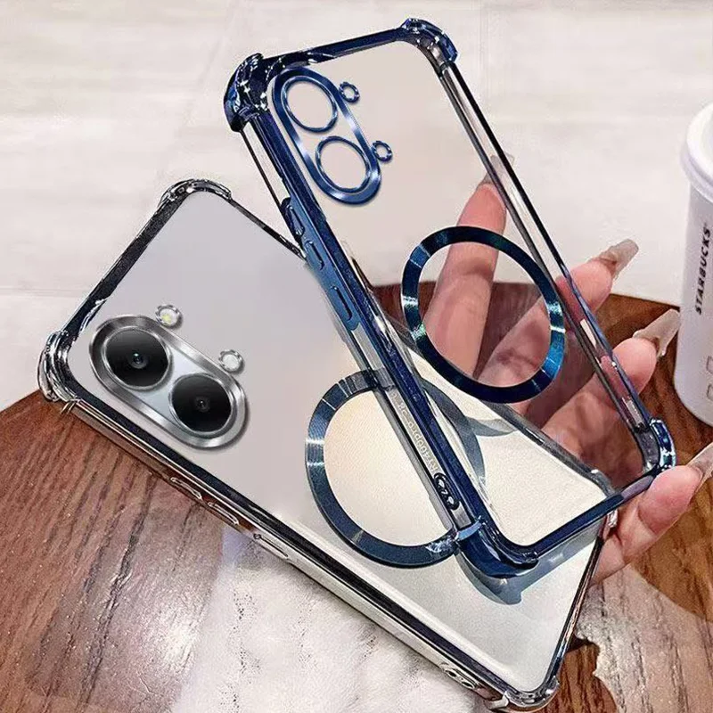 Clear Shockproof Magnetic Case with Wireless Charging Soft Cover