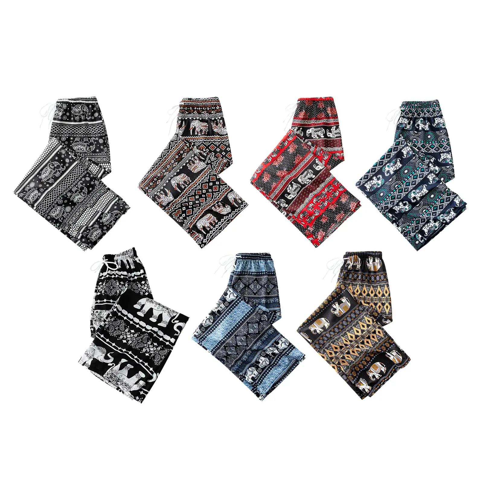 Harem Pants Women High Waist Outfits elephant Thai Casual Clothing Wide Leg Hippie Pants for Lounge Yoga Men 2