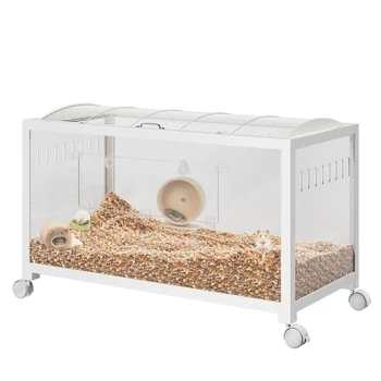 Grande gabbia per criceti assemblata con ruote e pannelli acrilici, habitat per piccoli animali per porcellini d'India, gerbilli, topi, prodotti per animali domestici