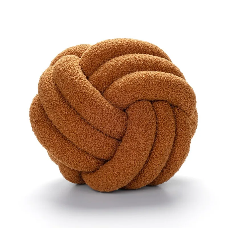 Hand Woven Knotted Ball Pillow Lamb Wool Roll Pillow Sofa Pillow Living Room Round Ball Cushion Headboard Backrest 6