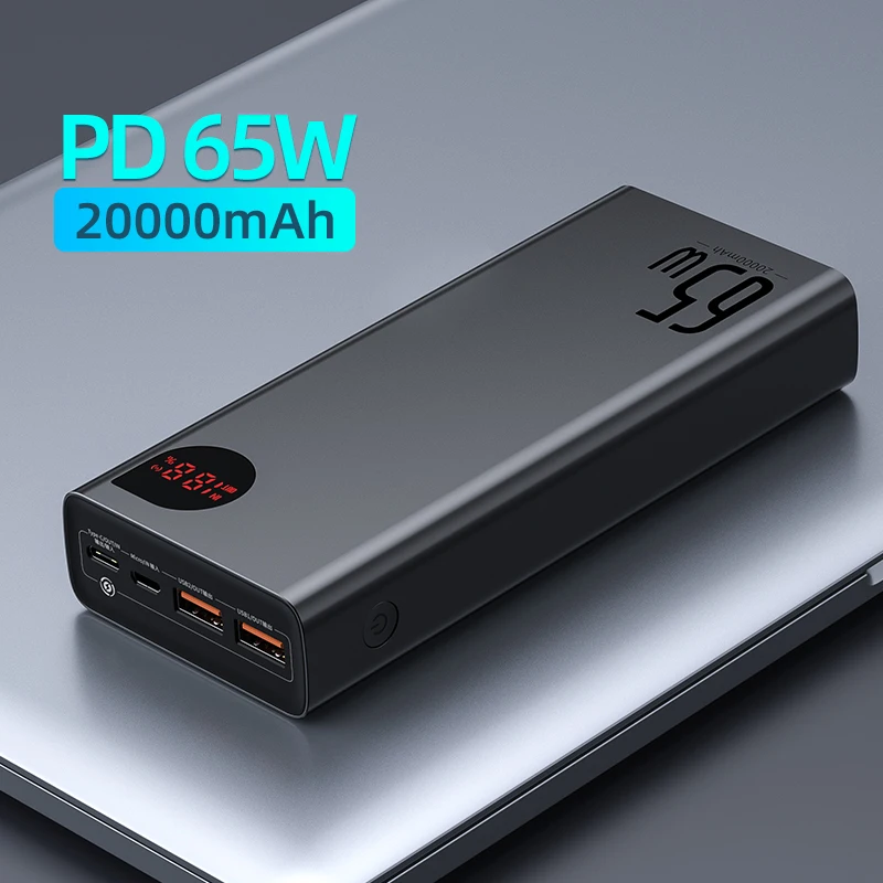 power bank Baseus 65W Power Bank 20000mAh Portable Charging Powerbank Mobile Phone External Battery PD QC 3.0 Charger 22.5W Poverbank 20000 best portable phone charger Power Bank