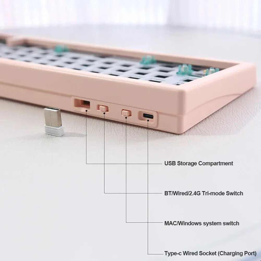 Teclado Mecânico Swappable Estrutura Backlit Rgb Teclado Modo Bluetooth 2.4g Hot Gmk67-customized - Imagem 2