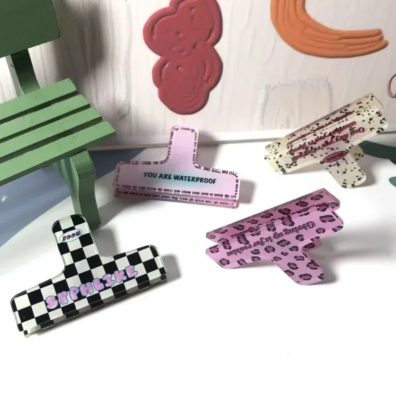 American Retro Trend Cartoon Acrylic Binder Clip Ins Cute Girl Test Paper Memo Bill Photo Storage Spring Clip Office Accessories