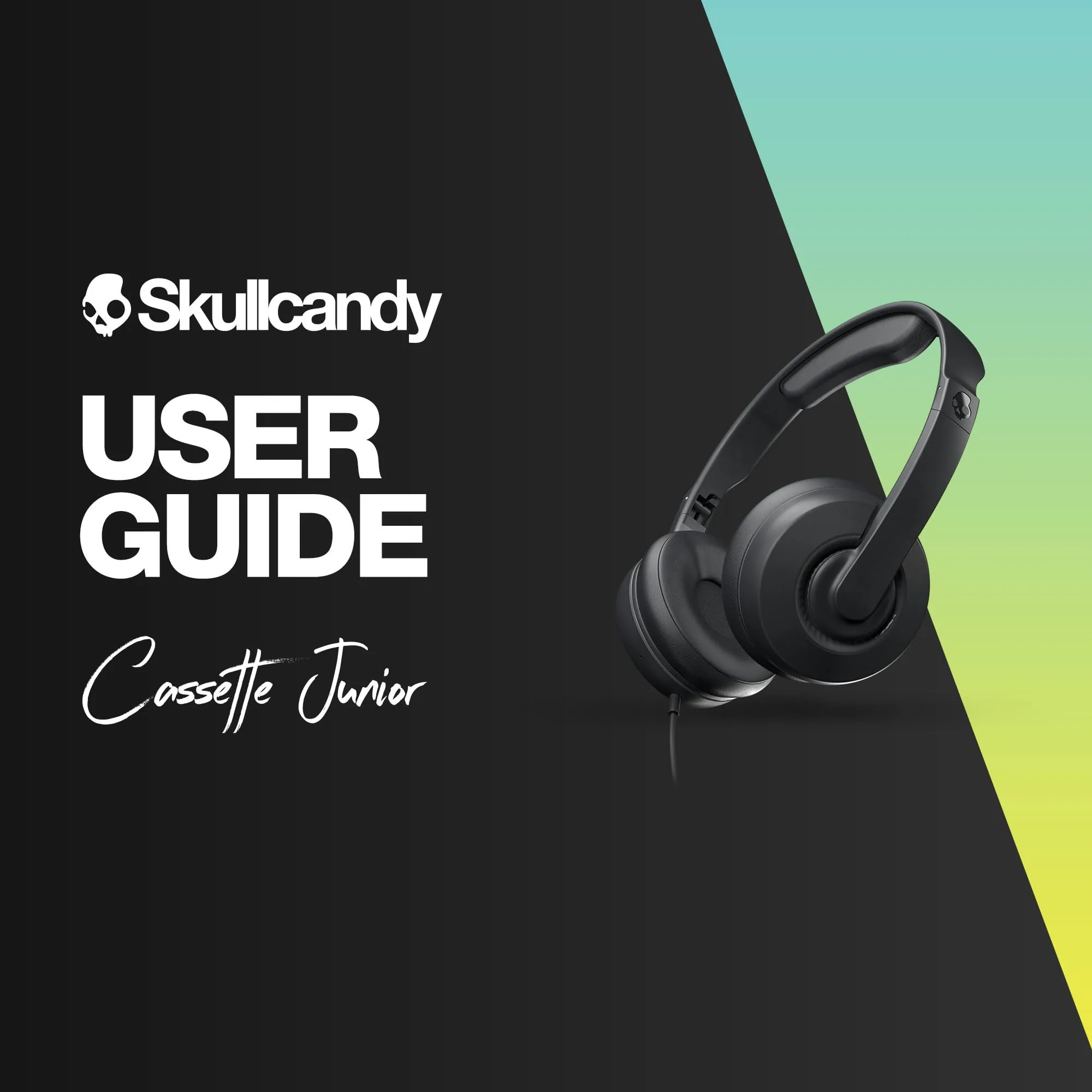Skullcandy CASSETTE_JUNIO 오버이어 게이밍 헤드셋, 블랙 스포츠, 접이식 휴대용 하이파이, 고품질 음악 헤드폰 선택
