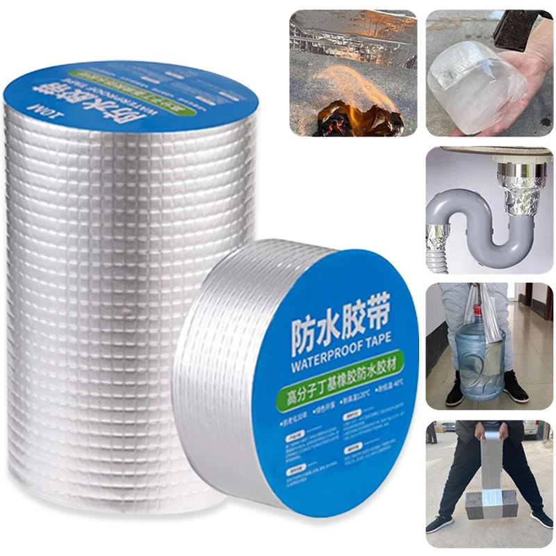 

10M Super Strong Waterproof Tape Stop Leaks Seal Repair Tape Aluminum Foil Rubber Self Fix Sticker Fiberfix Adhesive duct tape