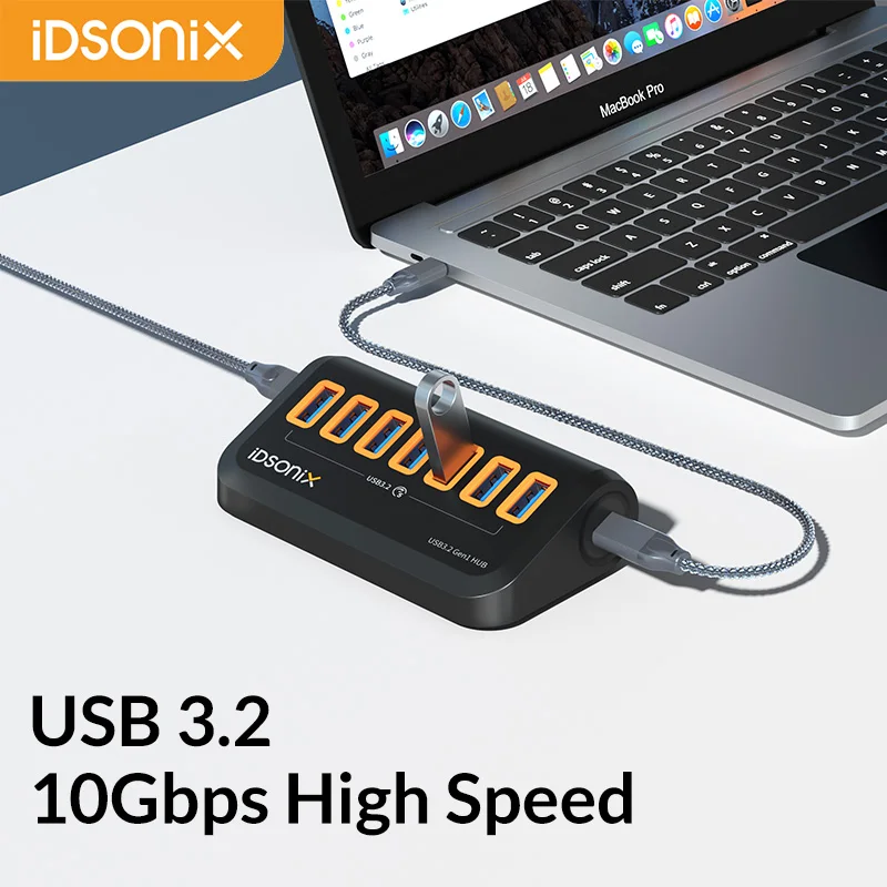 Док-станция iDsonix с 7 портами USB 3,2, 10 Гбит/с