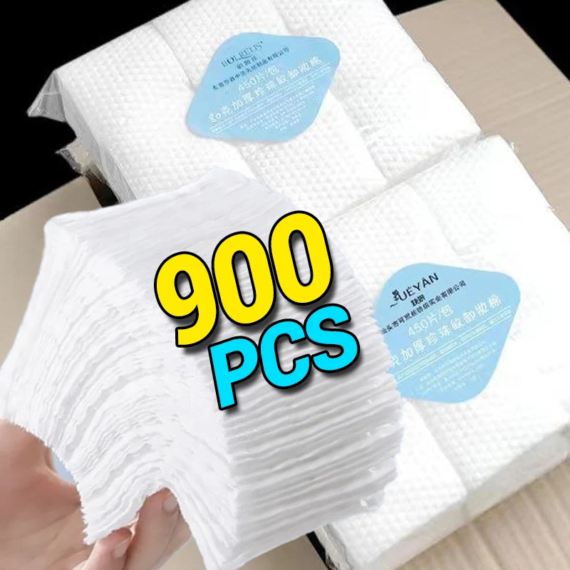 450/900PCS Makeup Cotton Wipes Disposable Pearl Pattern Cotton Pads Facial Cleaning Tool Soft Remover Paper Cosmetic Cotton Pads