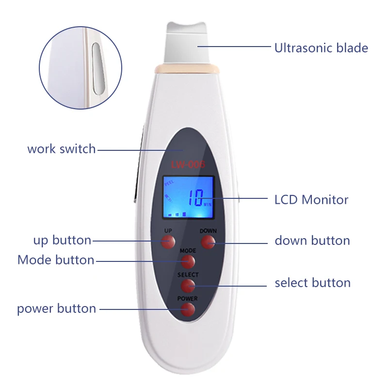 Ultrasonic Facial Scrubber Deep Face Cleaning Machine Remove Facial Massager