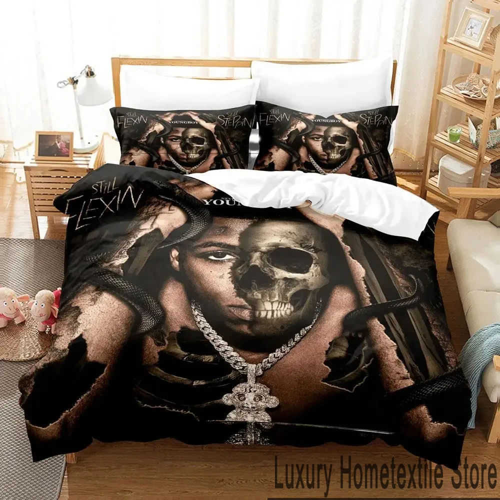 

3D Print YoungBoy Never Broke Again Bedding Set Duvet Cover Bed Set Quilt Cover Pillowcase Comforter king Queen Size Boys Adult