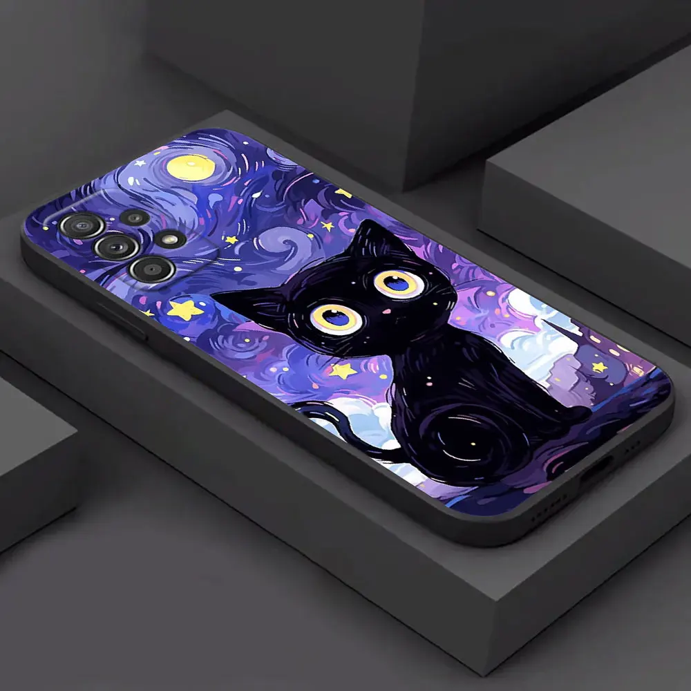 Van Gogh Starry Night Cat Soft Phone Case Cover