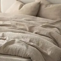 Parure de lit 100% lin lavé, tailles Twin, Full, Double, Queen, King, comprenant drap, housse de couette et taies d'oreiller, infroissable 1