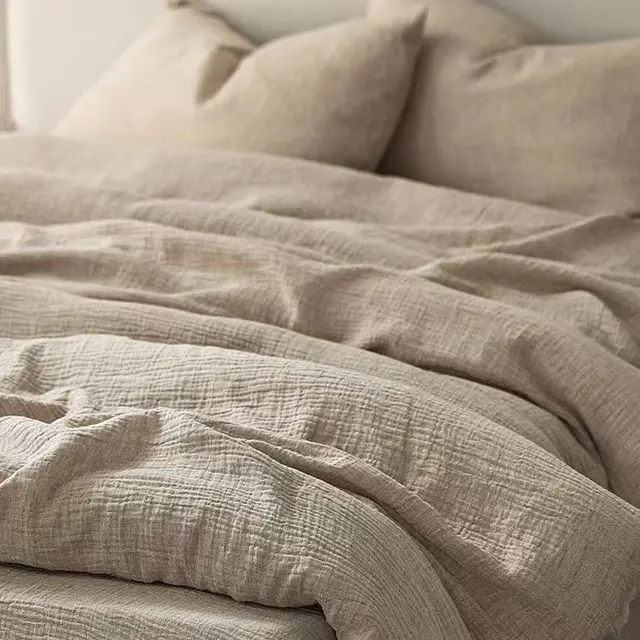 Parure de lit 100% lin lavé, tailles Twin, Full, Double, Queen, King, comprenant drap, housse de couette et taies d'oreiller, infroissable 1
