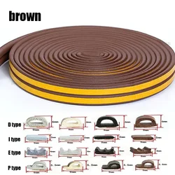 Weatherproof Self - Adhesive Door and Window Insulation Strip - Noise Reduction & Draft Stopper Tape (Available in 5m/10m) - E (9mmx4mm) (Brown)