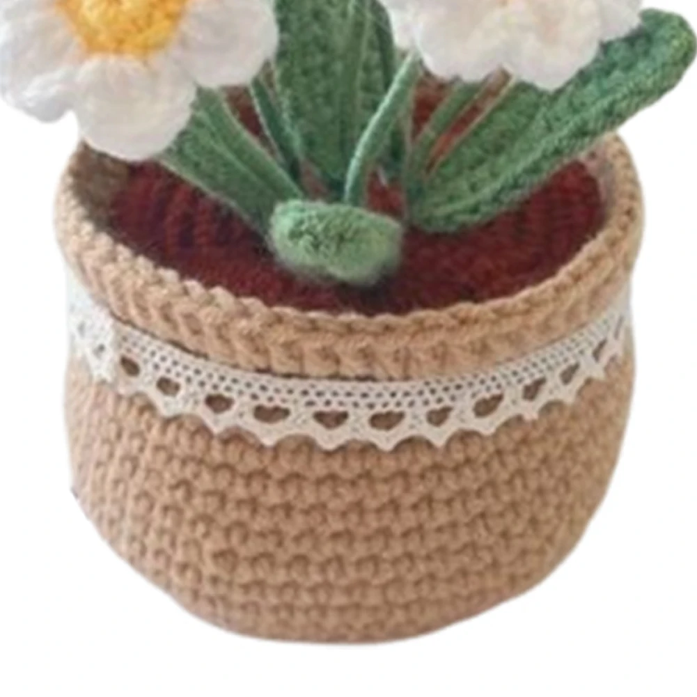 DIY Flower Potted Crochet Kit Cute Plants Hand-Knitted Tool for Kid (Daisies)